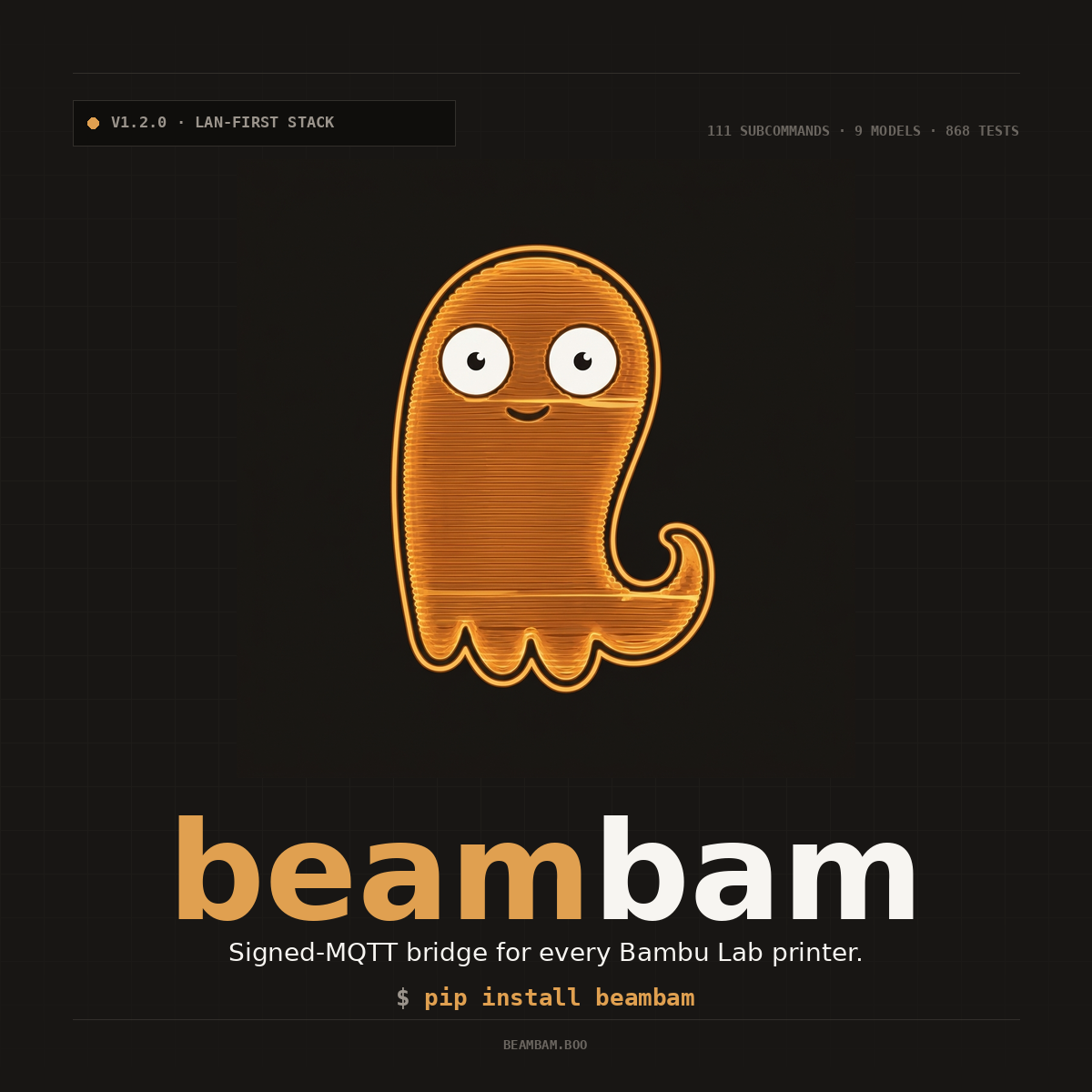beambam — LAN-first stack for Bambu Lab printers